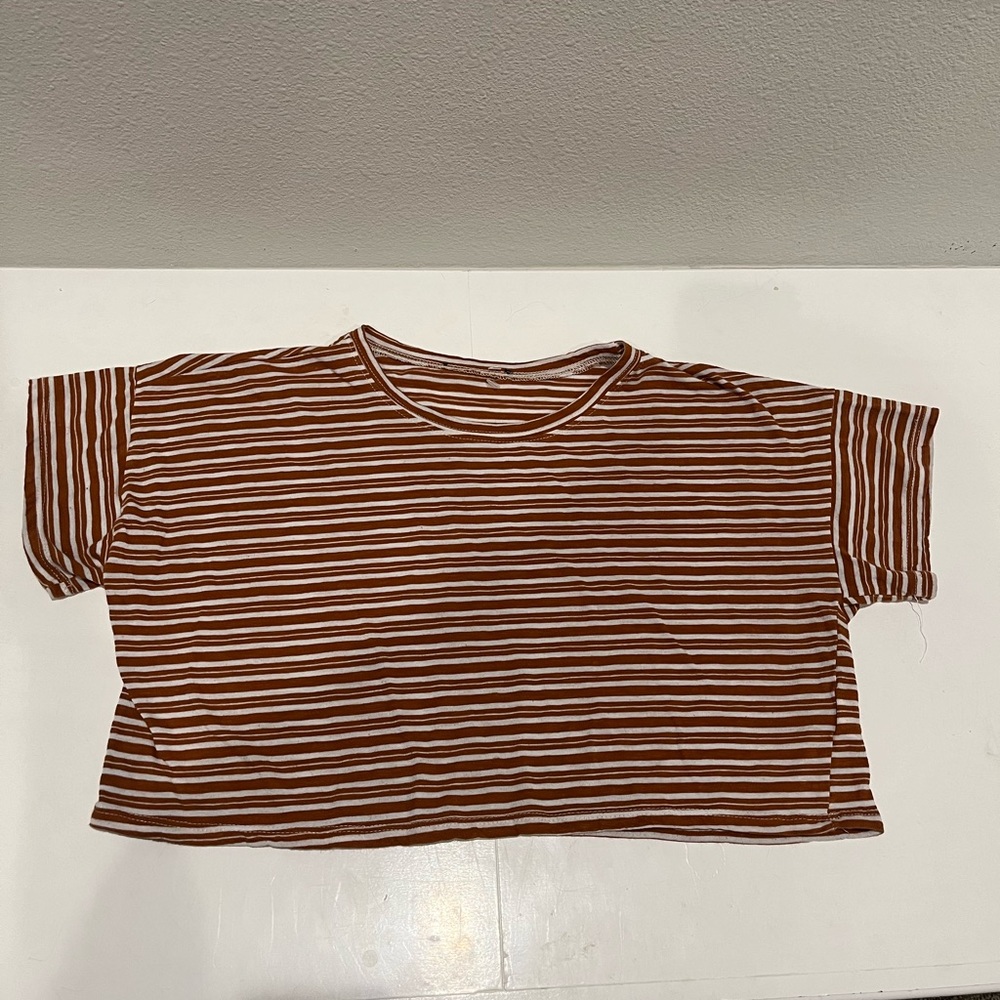 Brown striped women’s crop top (no brand or tag)